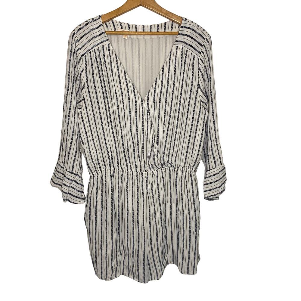 Skies Are Blue‎ Black White Romper Lightweight Sailor Chic Nautical Size Large